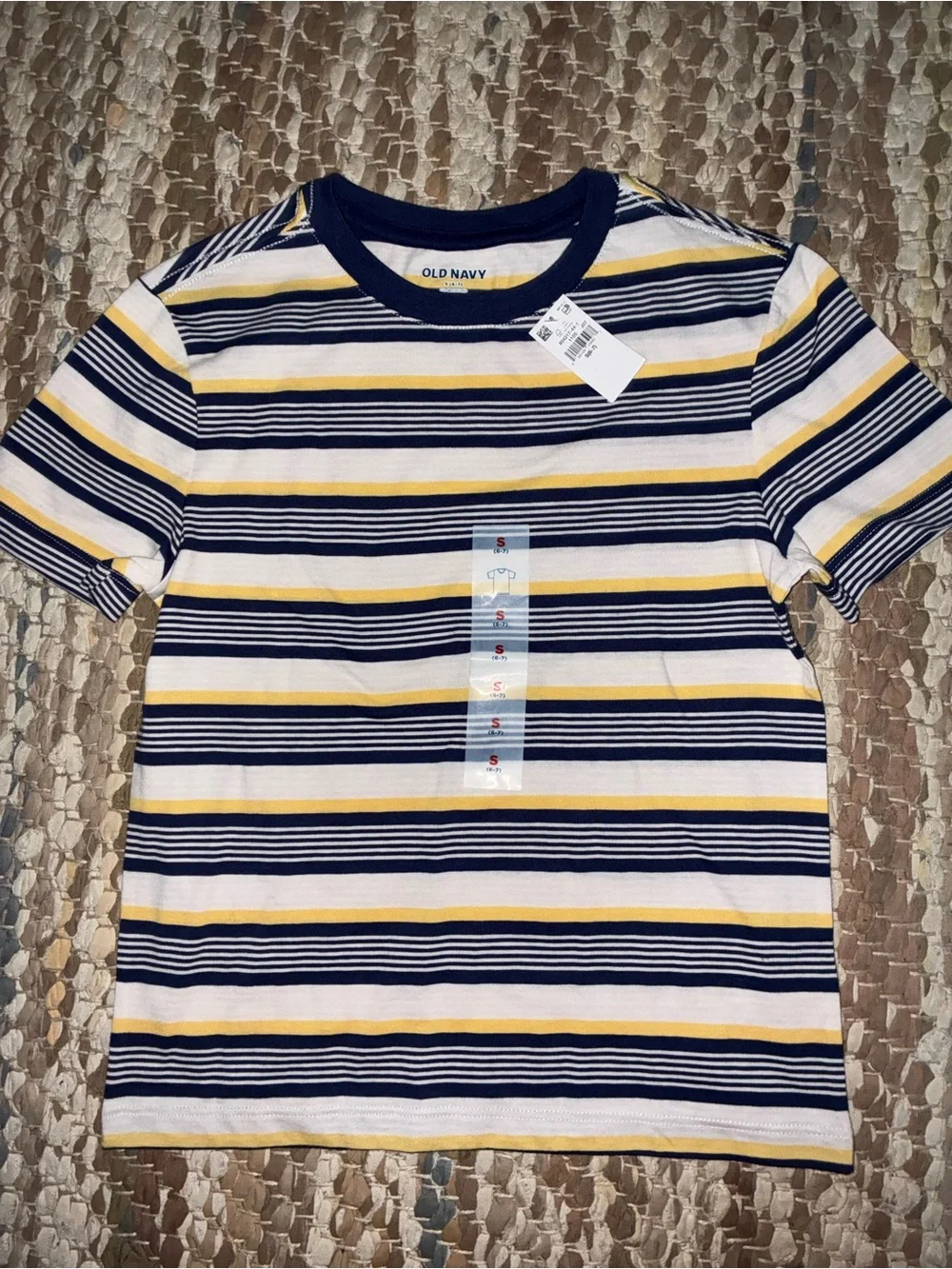 Old Navy Short-Sleeve Striped Tee in Navy, White & Yellow