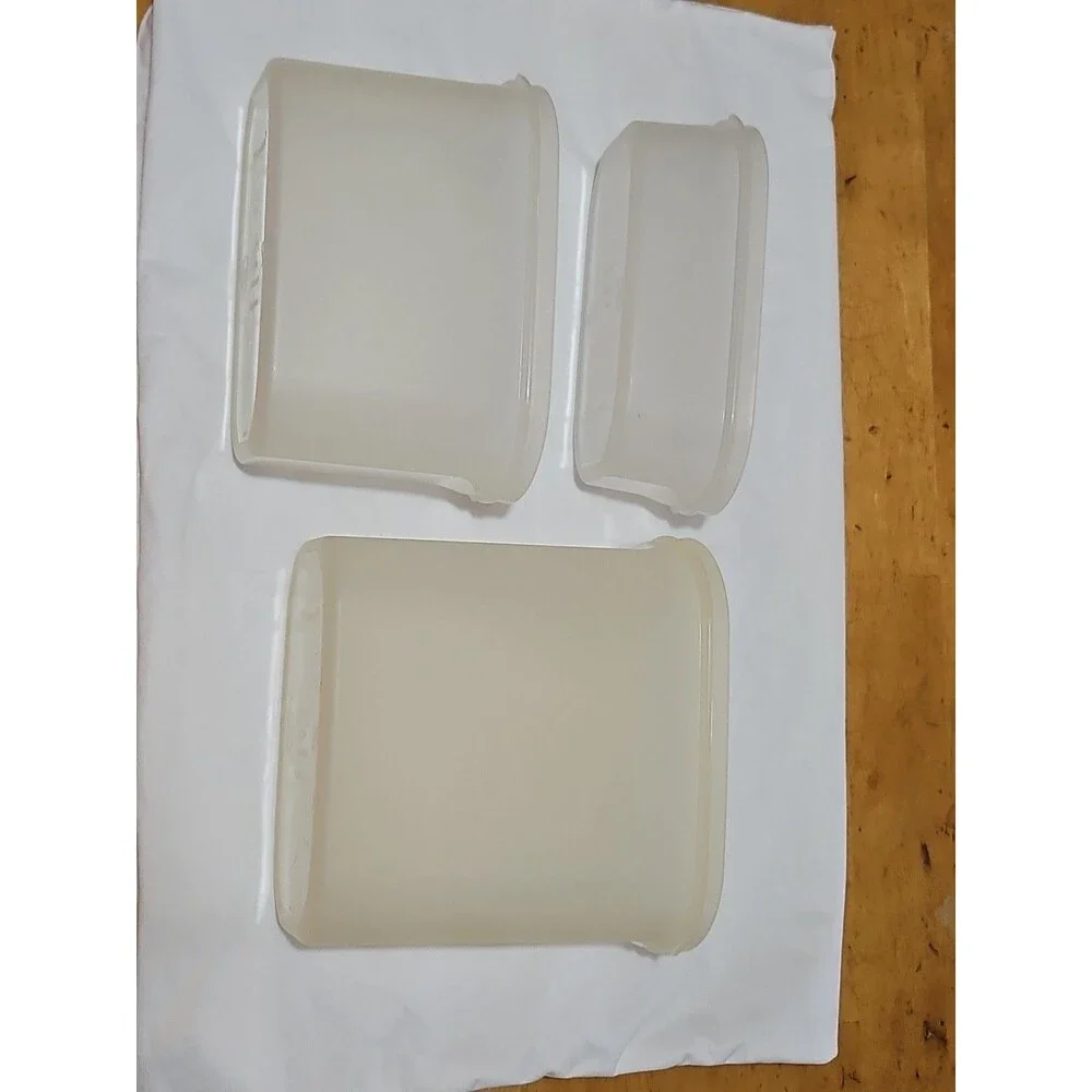 Set of 3 Vintage Tupperware Modular Mates 1613, 1612, 1611 Sz 1,2 & 3 W Red Lid
