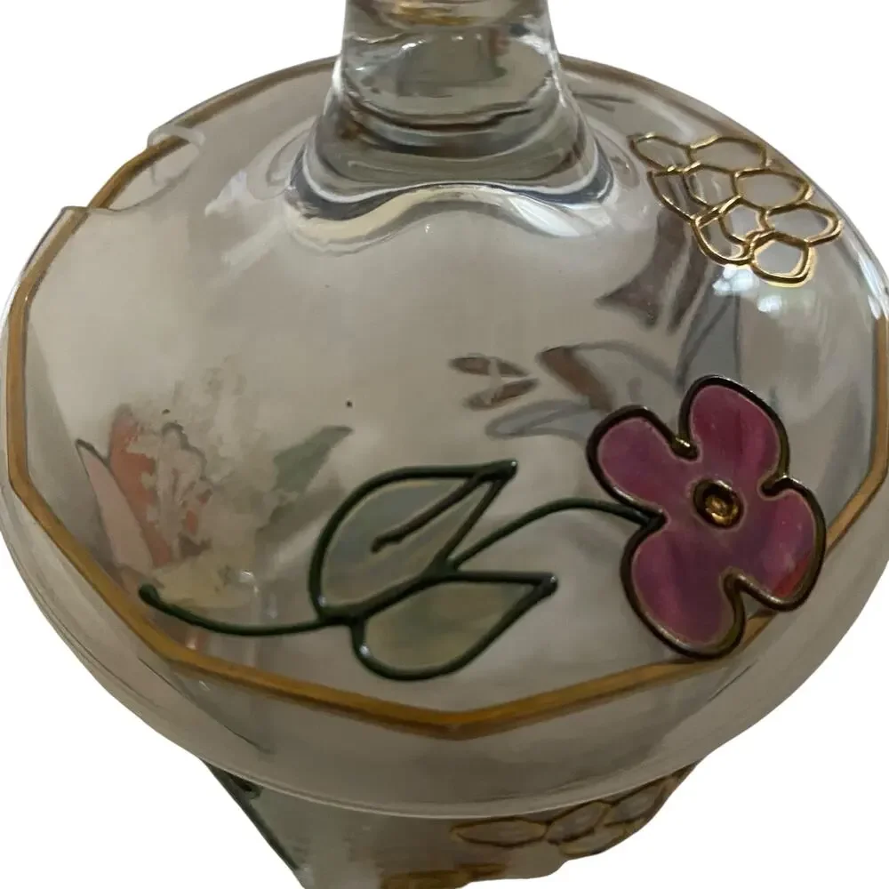 Vintage Honey Jar Sugar Blown Glass Hand Painted Floral Made in Germany