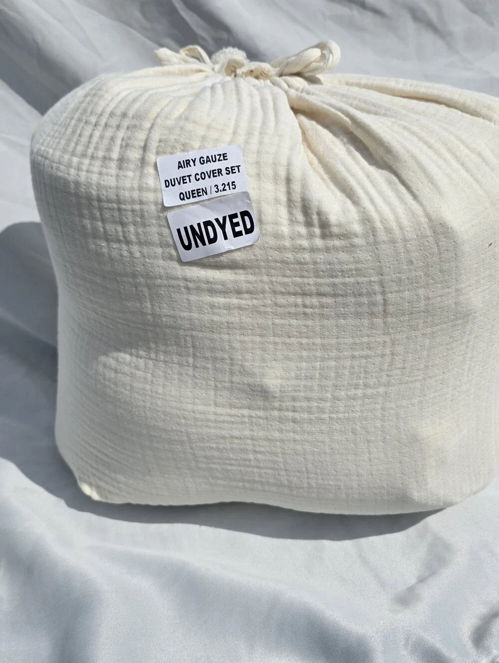 Quince FULL / QUEEN Organic Cotton Gauze Airy Duvet Cover Set & 2 Shams Undyed