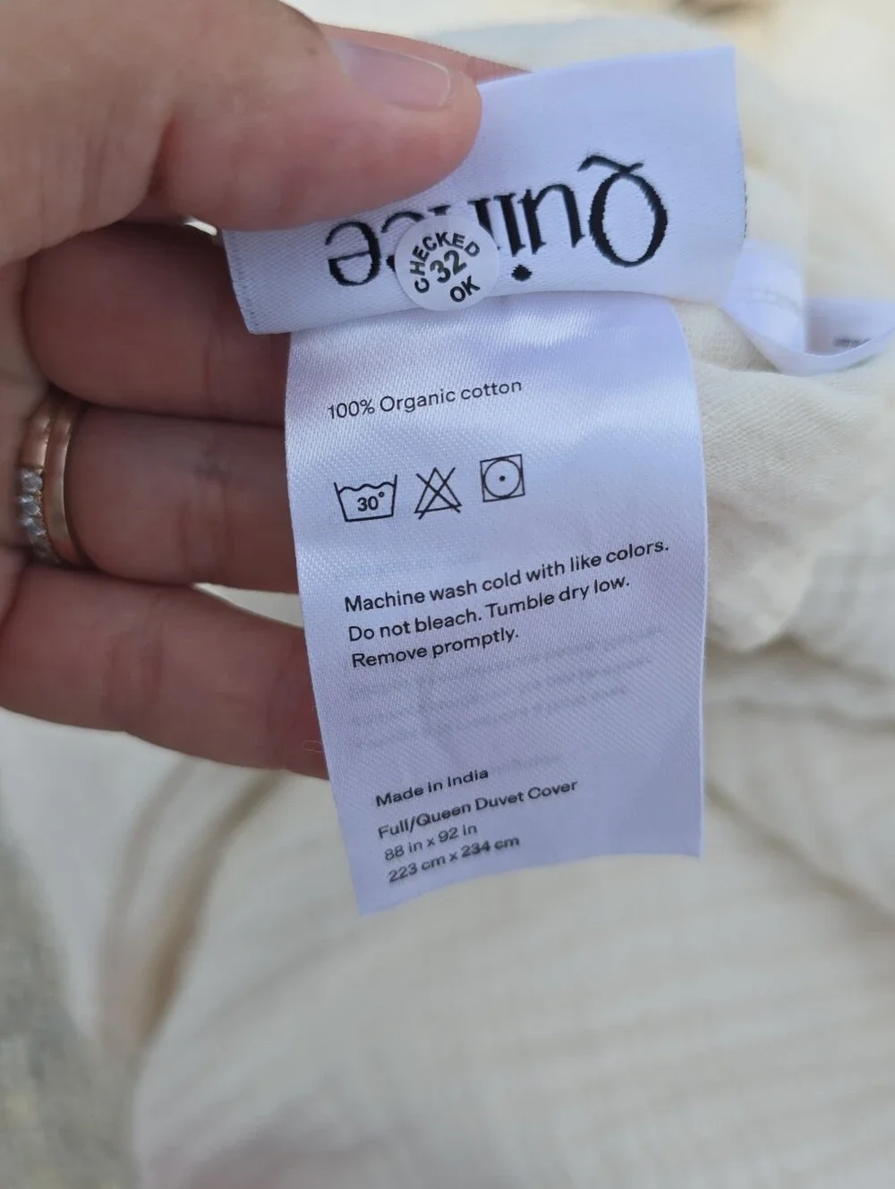 Quince FULL / QUEEN Organic Cotton Gauze Airy Duvet Cover Set & 2 Shams Undyed
