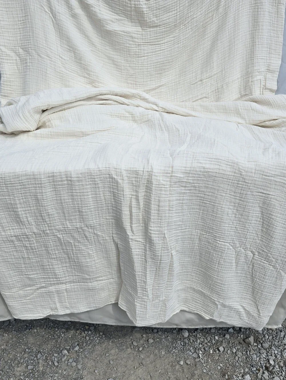 Quince FULL / QUEEN Organic Cotton Gauze Airy Duvet Cover Set & 2 Shams Undyed