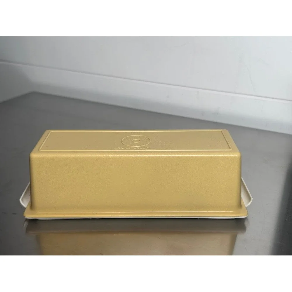 Vintage Tupperware Harvest Gold Butter Keeper Dish Container‎ 637-9 & 636-12