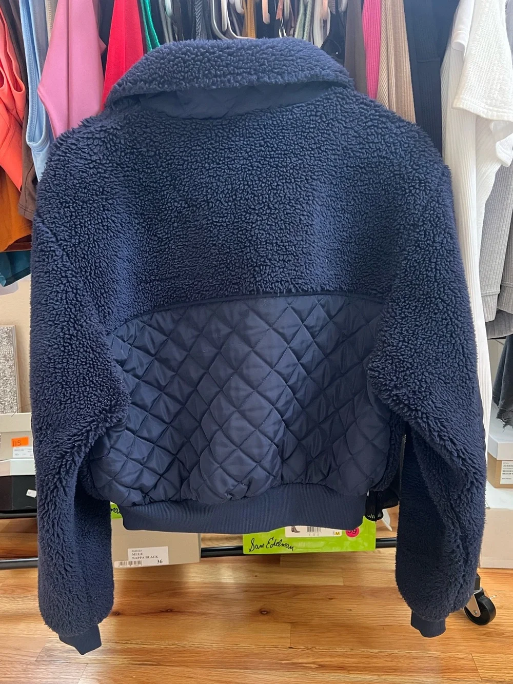 ALO Yoga Navy Sherpa Edge Bomber Zip Jacket Navy Small