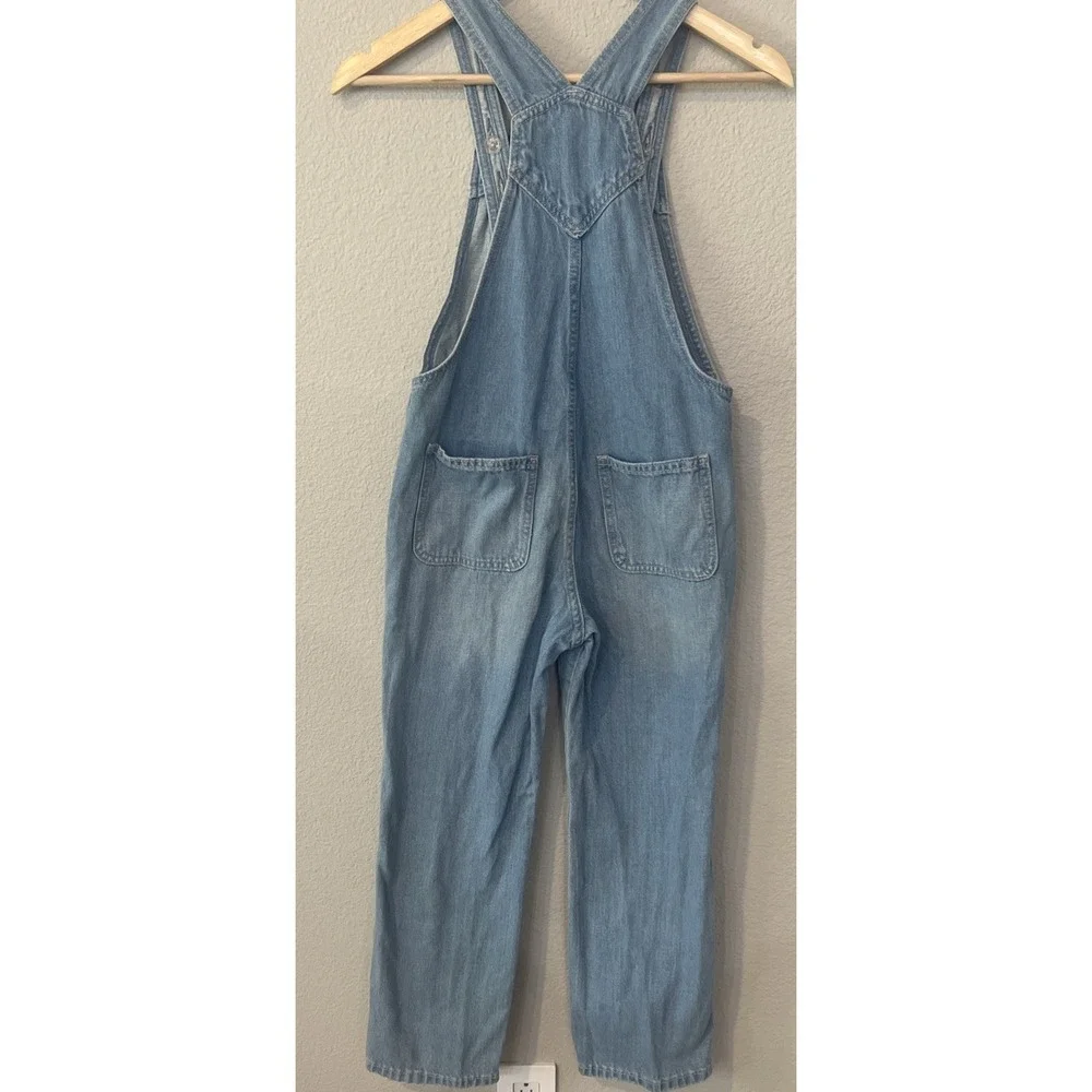 Old Navy Girls Light Wash Blue Denim Bib Overalls Size L 10-12 Straight Leg