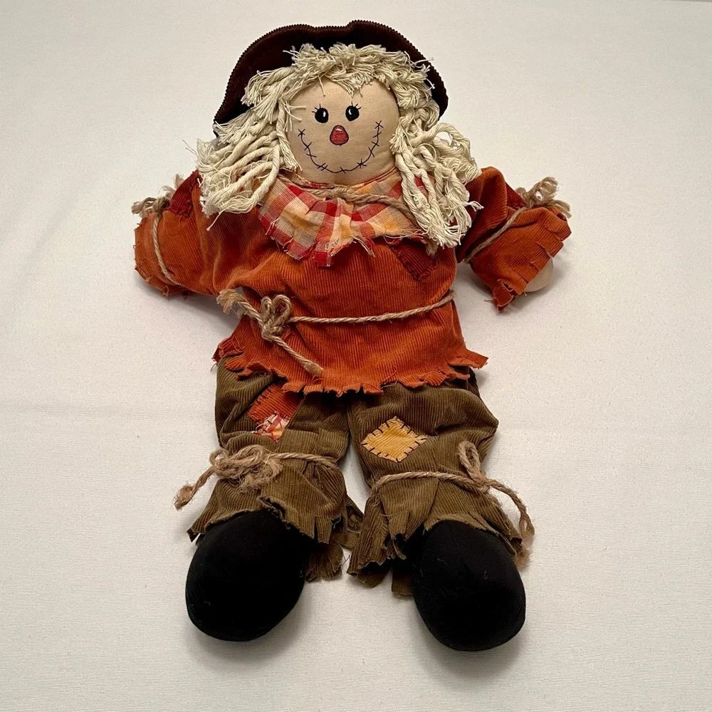 Vintage Scarecrow Primitive Stuffed Rag Doll Patchwork Rustic Country Fall