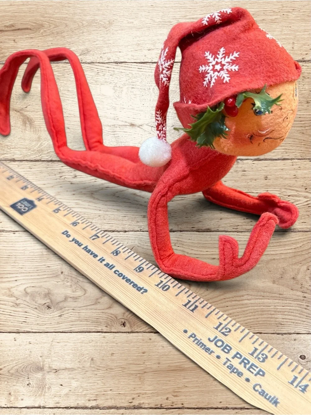 Vintage Annalee Mobilitee Red Snowflake Christmas Elf Pixie Doll 6”
