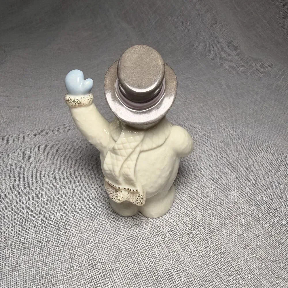 Lenox Snowman Figurine Gold Bells Top Hat Christmas Holiday Ivory Porcelain 4”