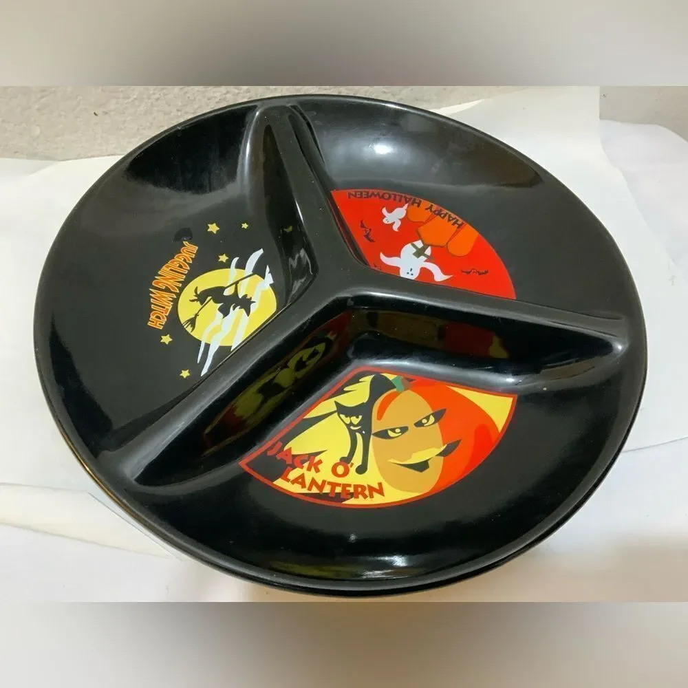 Vintage Target Black Ceramic Divided Halloween Serving Platter