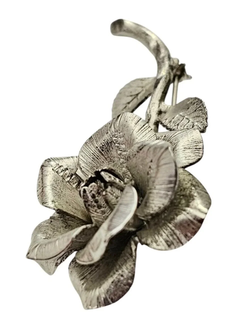Russel Sterling Silver Rose Brooch, Signed L857