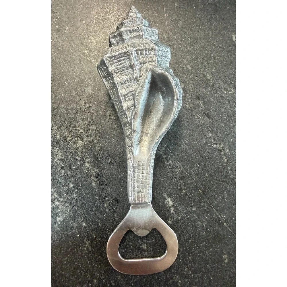 Arthur Court Seashell Conch Bottle Opener Aluminum Coastal‎ Beach Barware 6.75