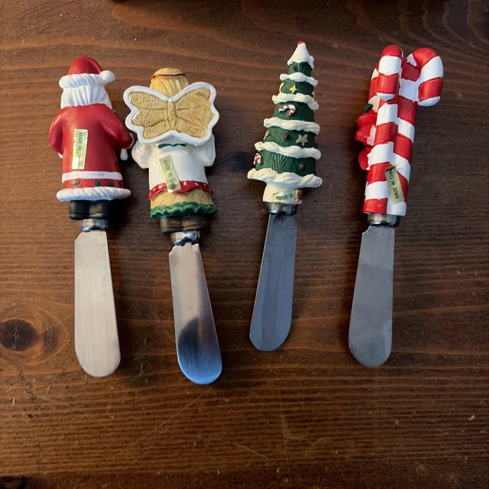 Holiday Christmas Spreaders Cheese Butter Set 4‎ Unbranded 11097 Original Box