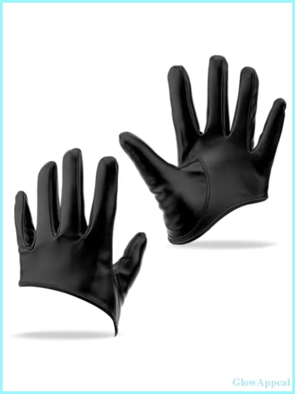 Women Faux Leather Dancing Wet Look Extra Short PU Leather Half Palm Gloves