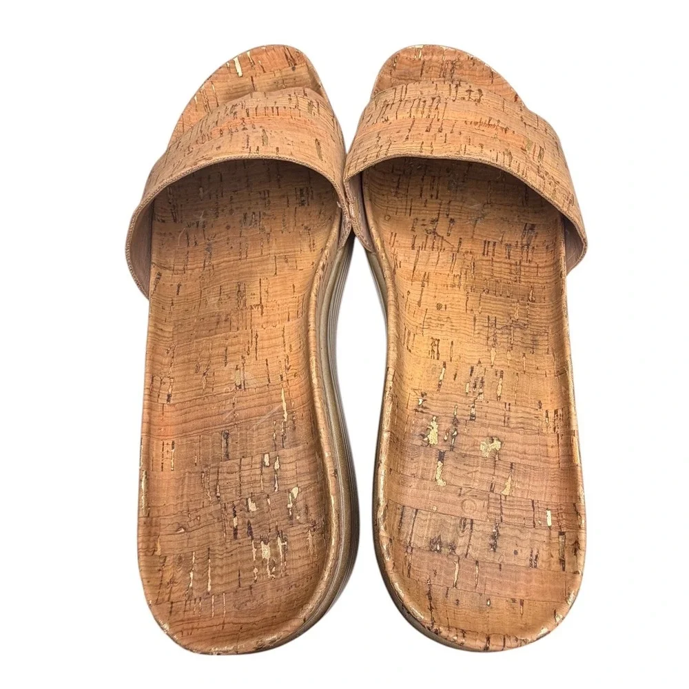 Donald J‎ Pliner Fiji Cork Gold Platform Slide Sandals 8.5