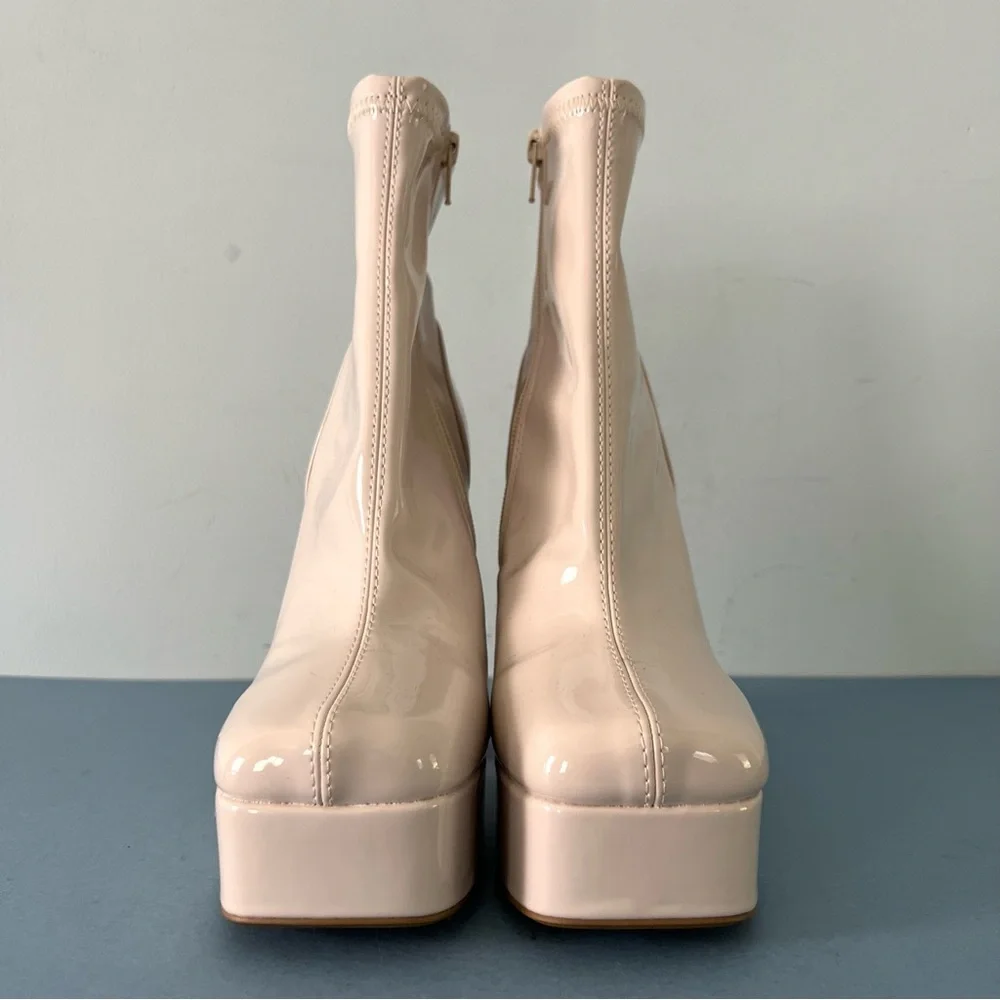 Steve Madden Bianca‎ Bone Patent Leather Platform Boots