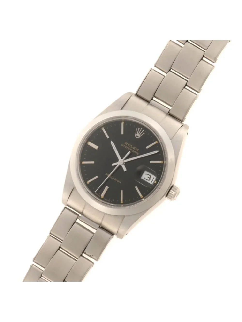 Rolex Oyster Date 34 Precision Cal Watch Stainless Steel Tritium Black Dial