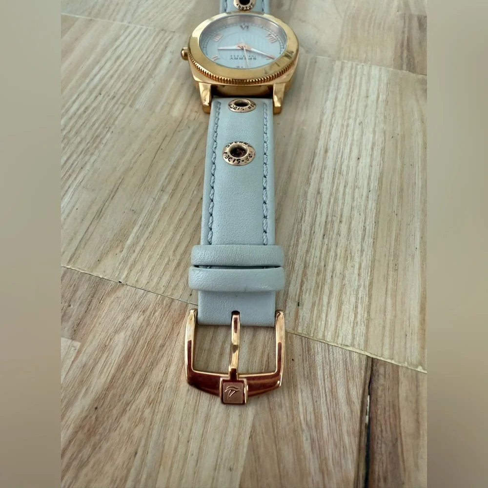 Sperry top-sider ladies rose gold tone and gray leather watch NEW BATTERY