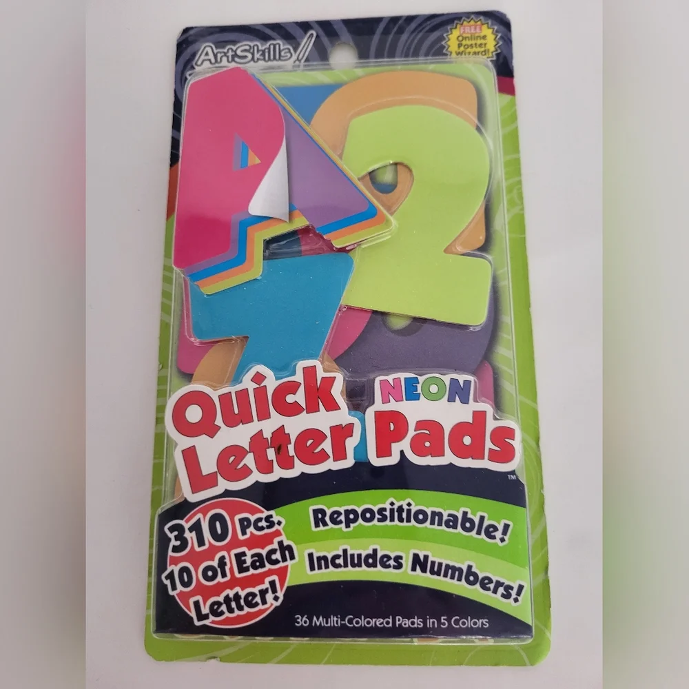 ArtSkills 310 piece Quick Neon Pad Repositionable‎ Letters Numbers School Crafts