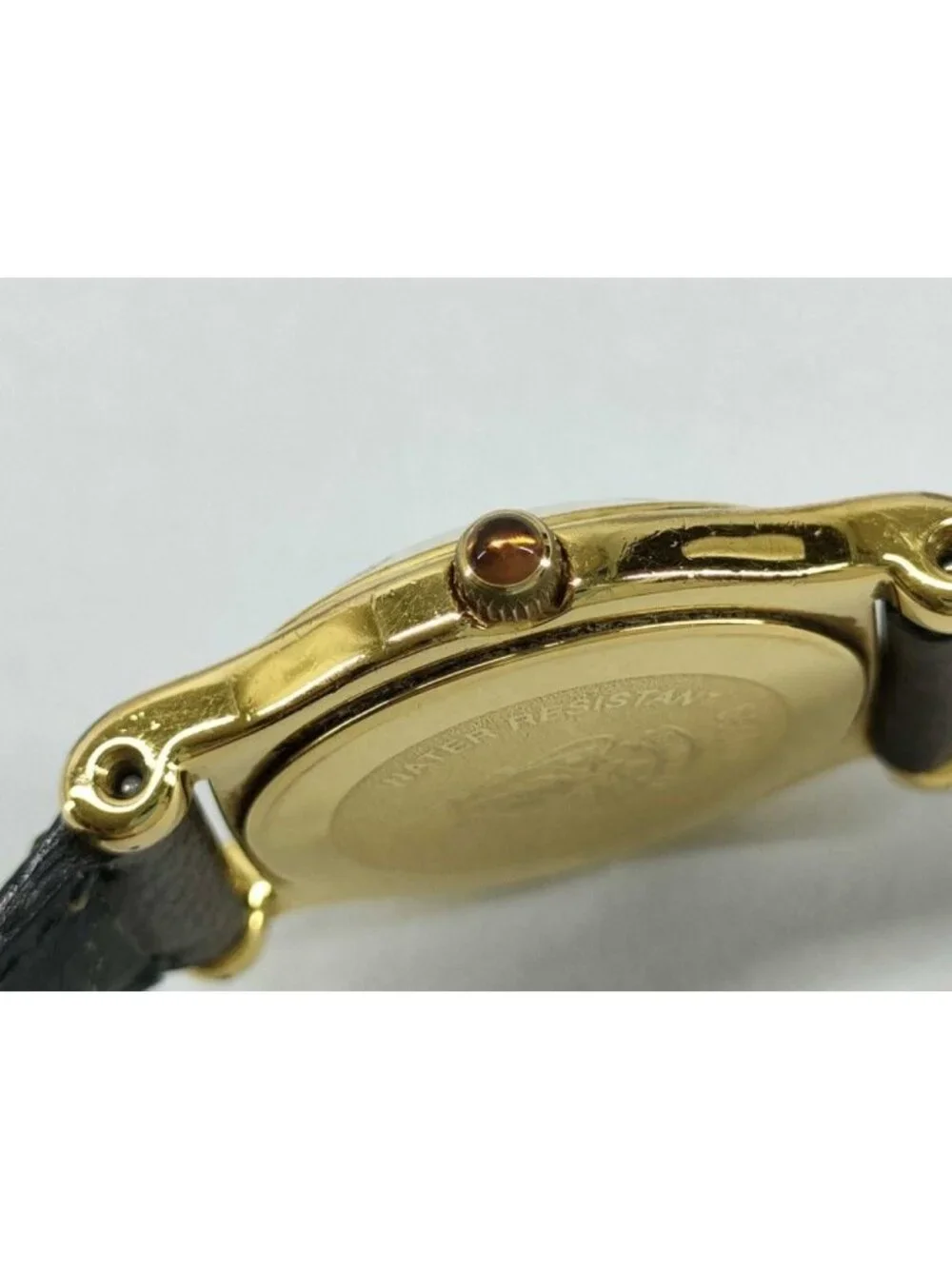 Gucci Watch Gold Brown Stainless Steel Leather