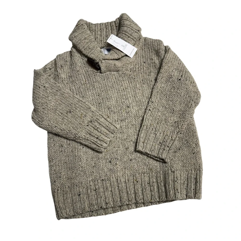 Old NavyNEW Shawl Collar Sweater Tan Speckle Toggle Knit Fall Photos2T