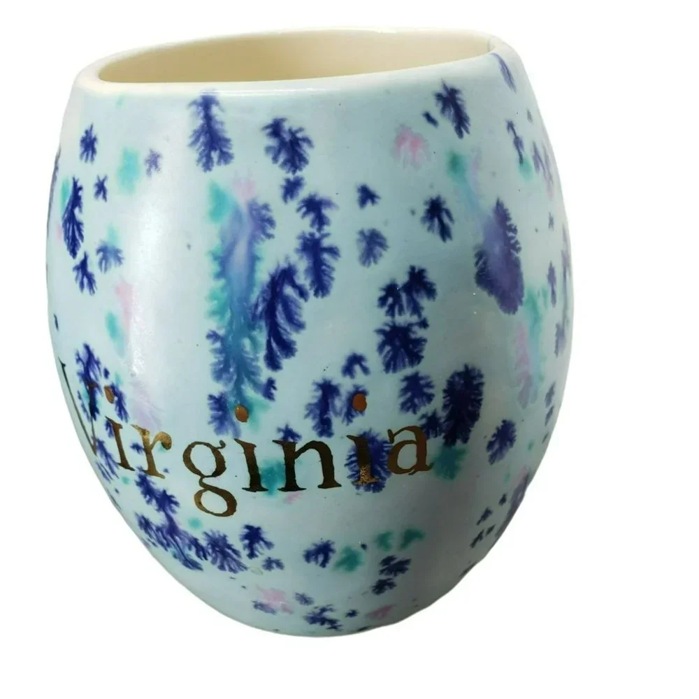 Vintage Retro 1972‎ Blue Splatter Paint Purple Turquoise Virginia Coffee Cup Mug