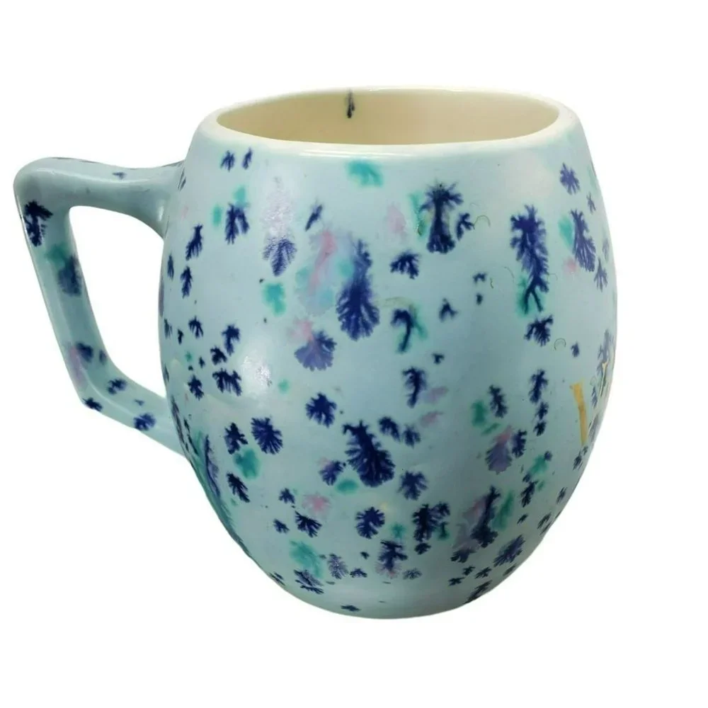 Vintage Retro 1972‎ Blue Splatter Paint Purple Turquoise Virginia Coffee Cup Mug