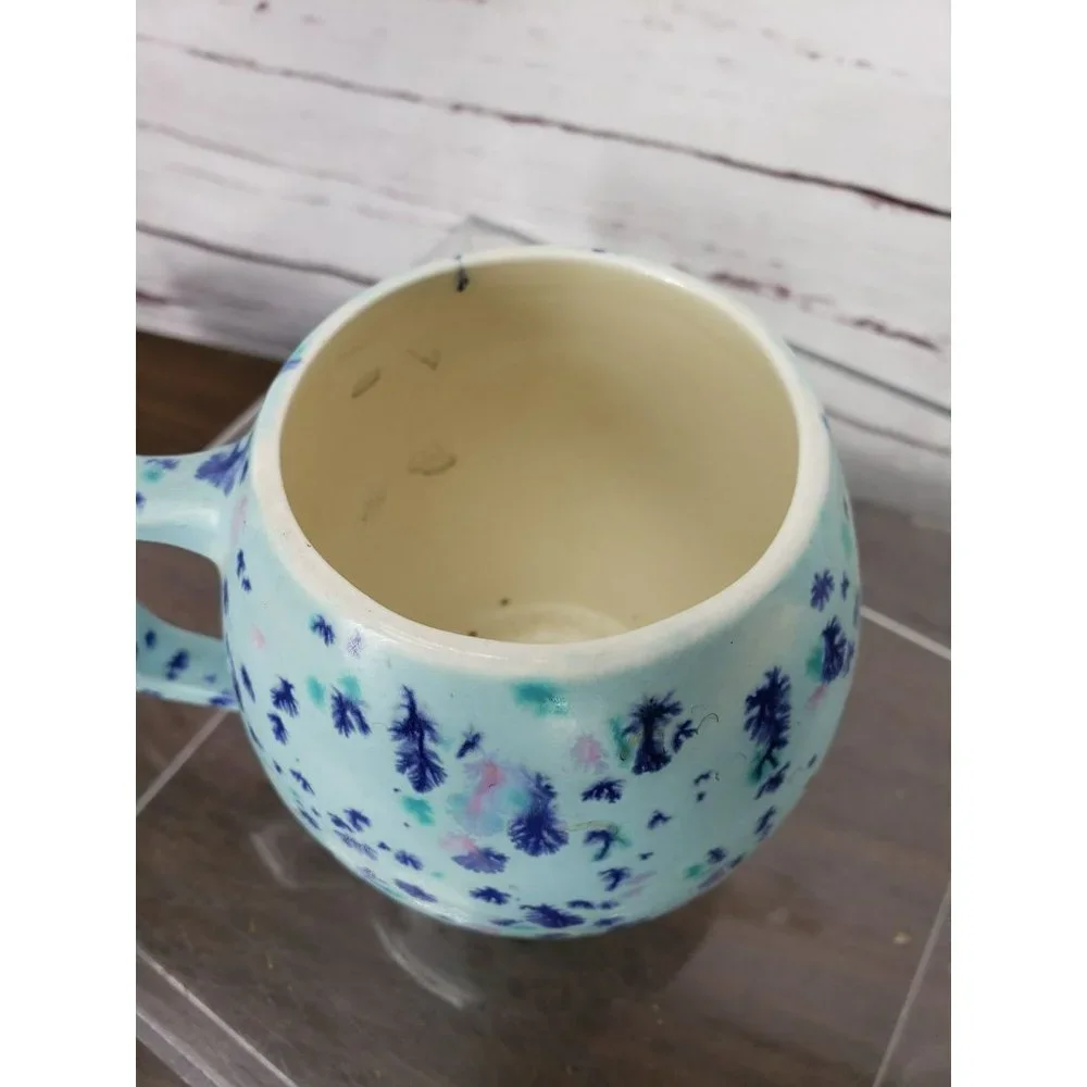 Vintage Retro 1972‎ Blue Splatter Paint Purple Turquoise Virginia Coffee Cup Mug