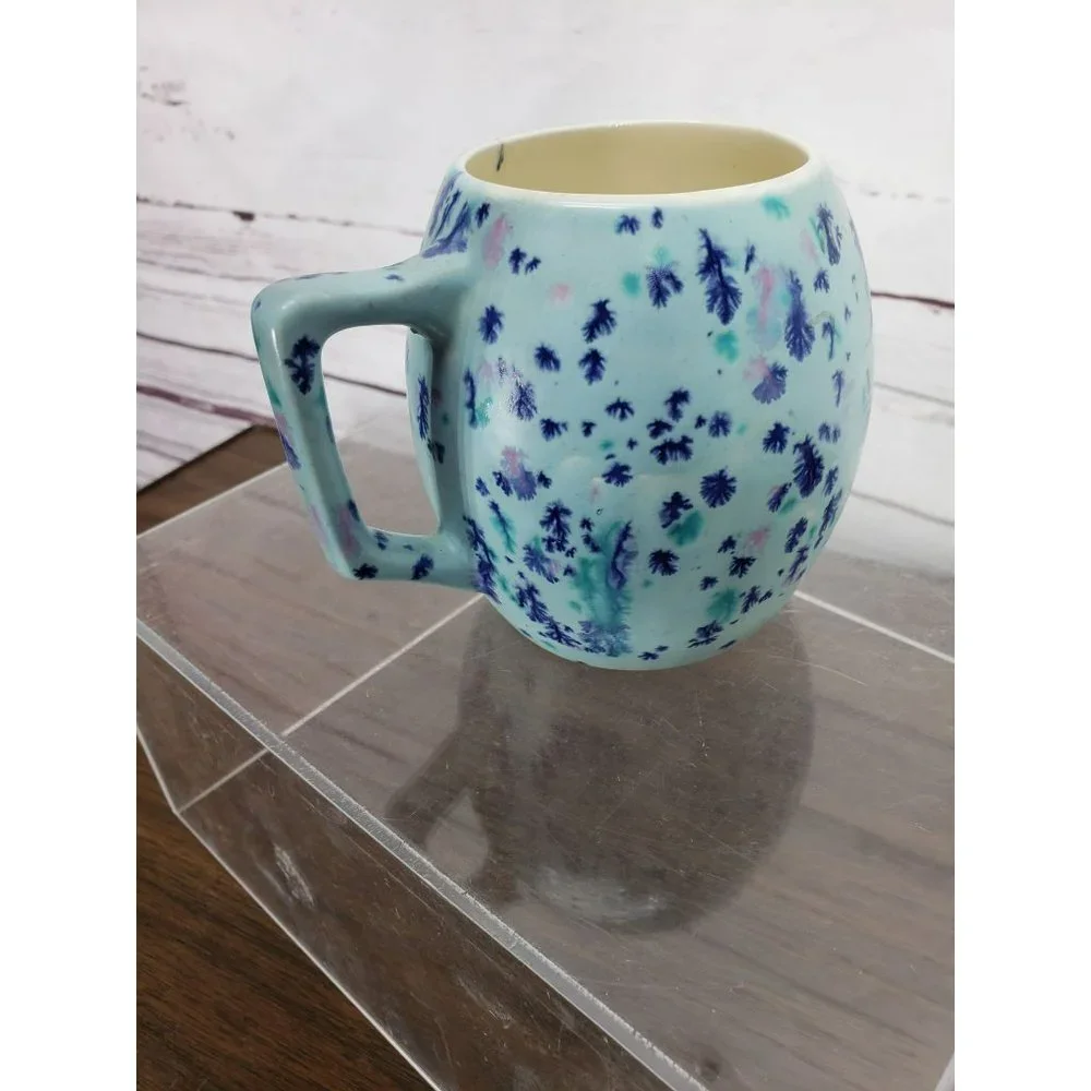 Vintage Retro 1972‎ Blue Splatter Paint Purple Turquoise Virginia Coffee Cup Mug