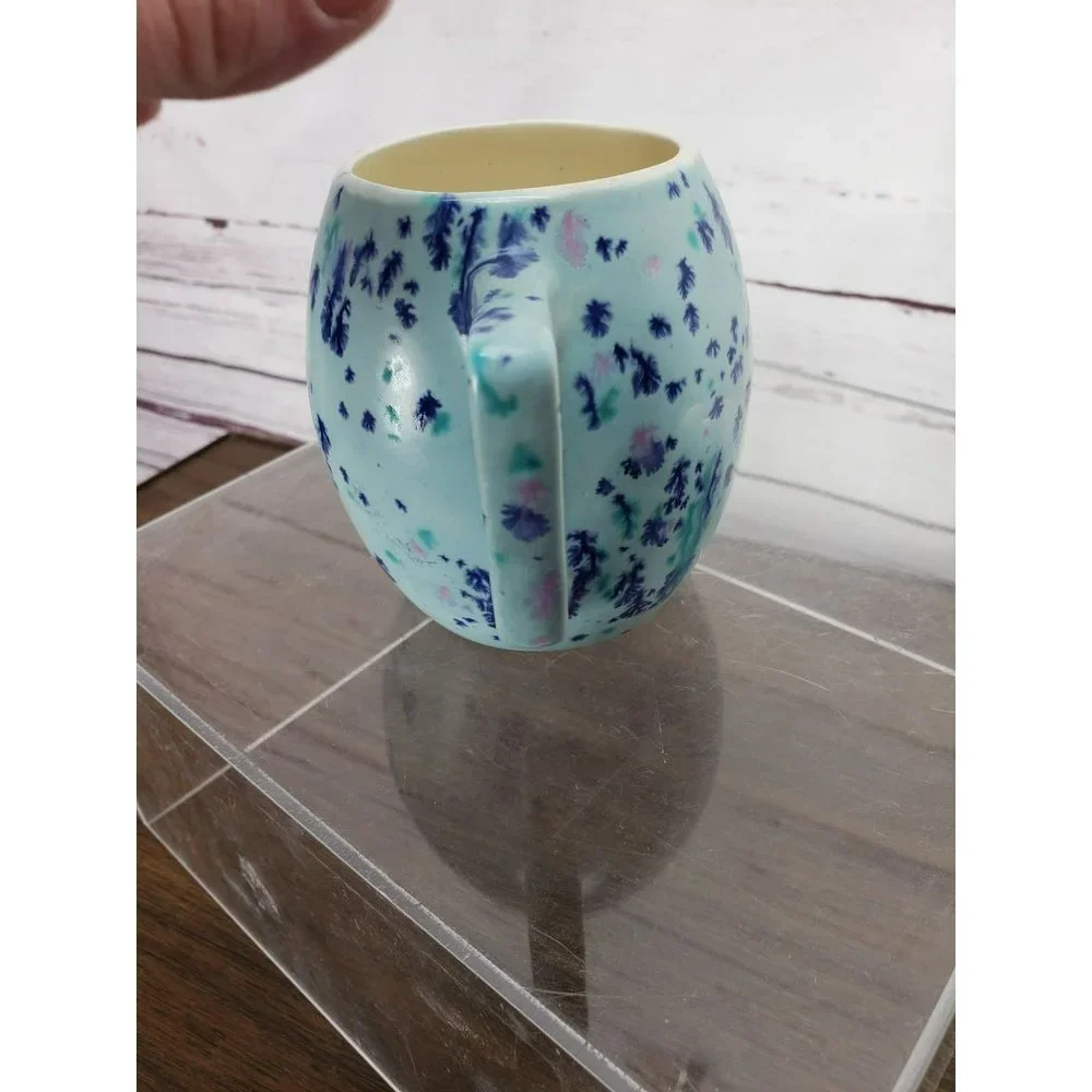 Vintage Retro 1972‎ Blue Splatter Paint Purple Turquoise Virginia Coffee Cup Mug