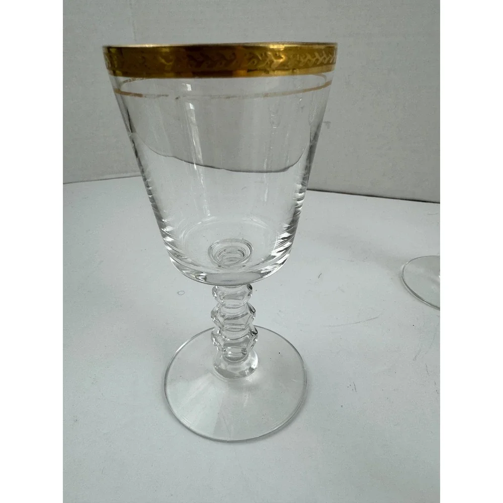 Tiffin-Franciscan Apollo Gold Encrusted Crystal Claret Wine Glasses Set of 4‎