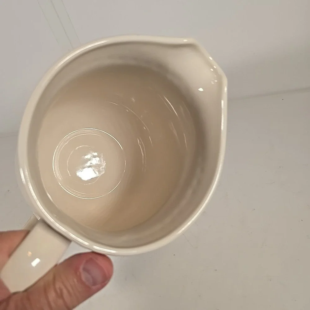 WHITE HOME CERAMIC PITCHER 7 1/2 INCHES‎ TALL