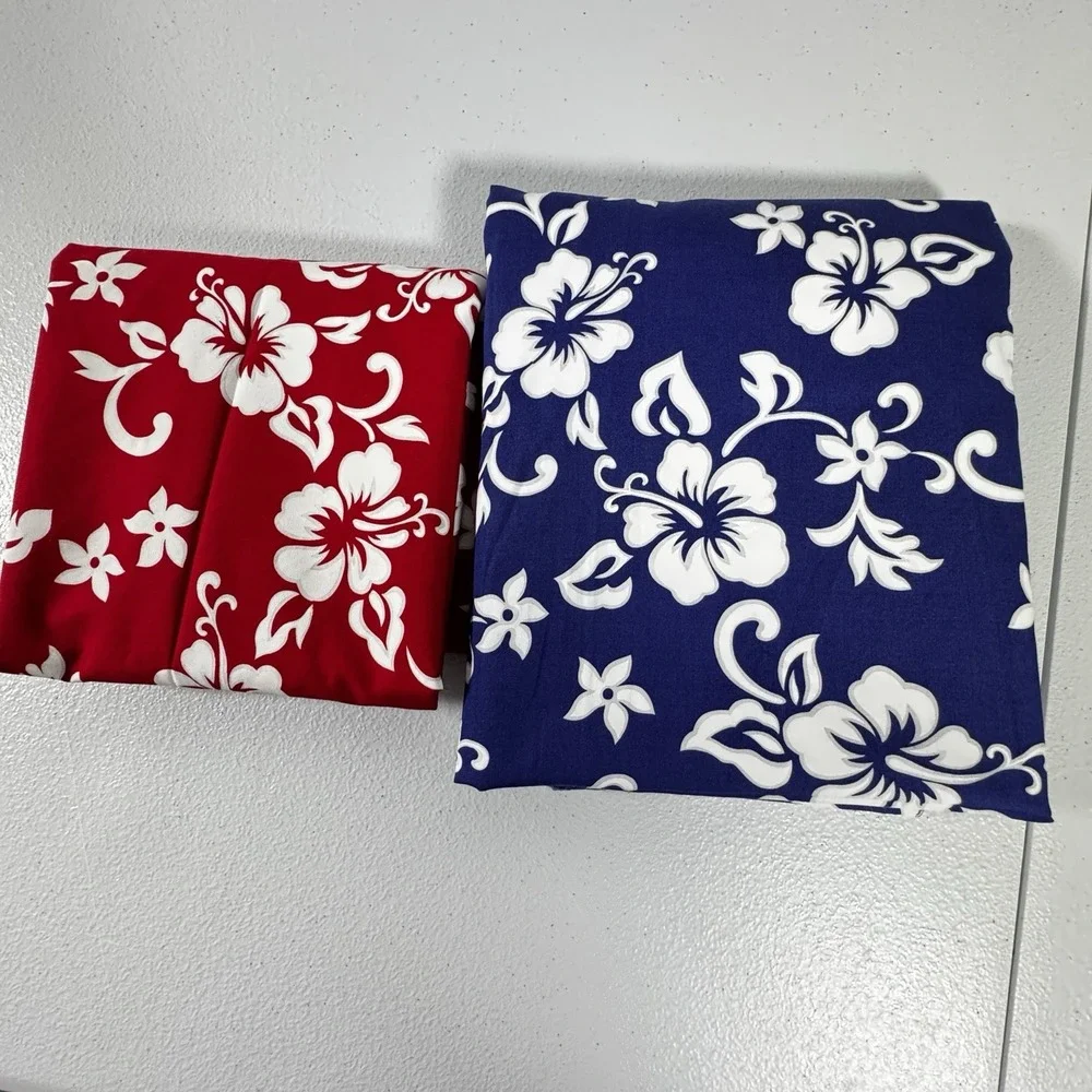 Printex Fabrics LC 80096 Hawaiian Hibiscus Fabric Remnants Red Royal Blue Floral