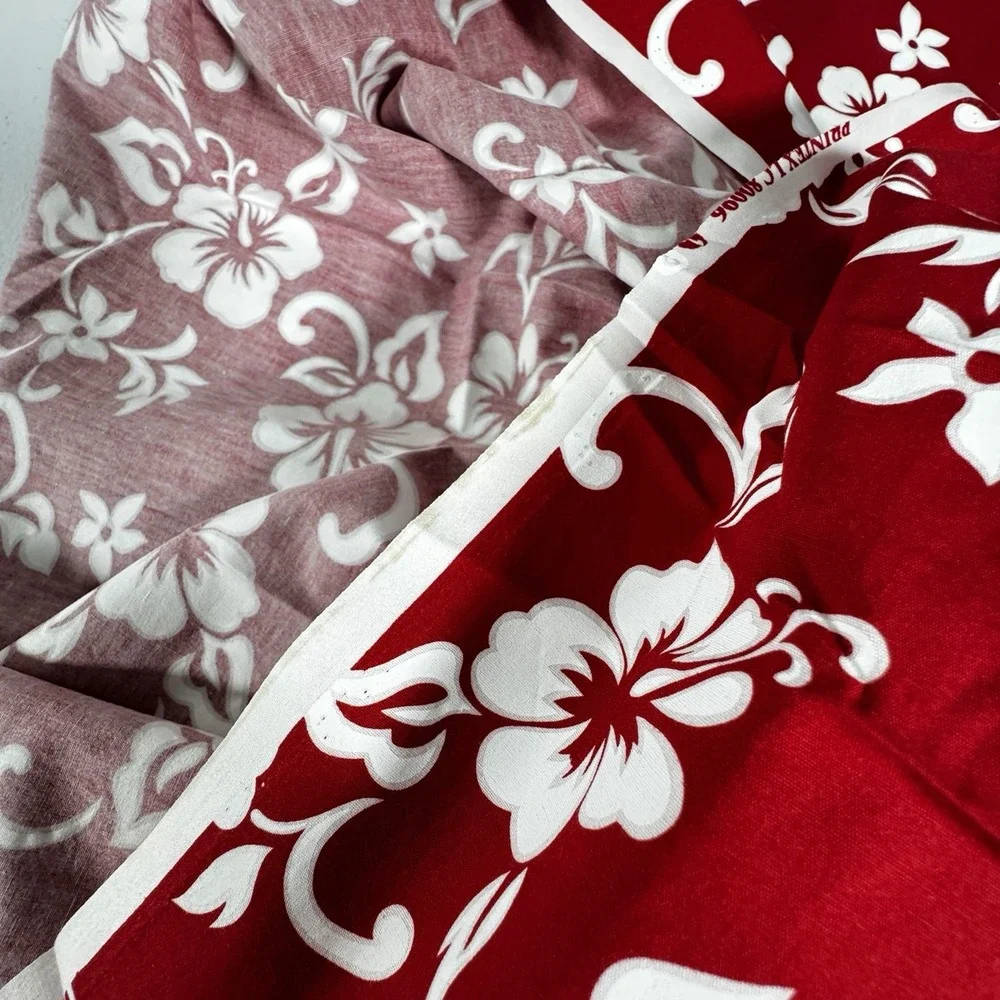 Printex Fabrics LC 80096 Hawaiian Hibiscus Fabric Remnants Red Royal Blue Floral
