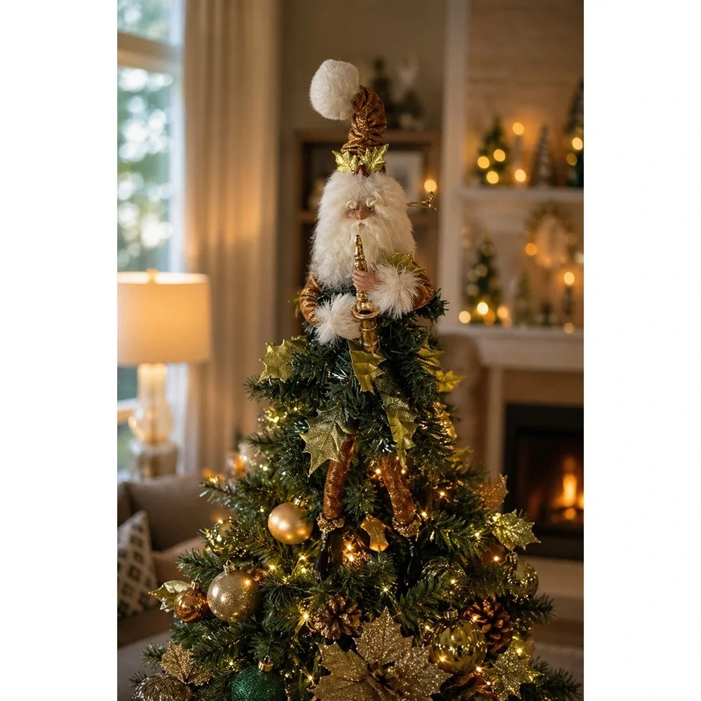 Dept 56 Santa Tree Topper Elf Saxophone Woodland Christmas 14