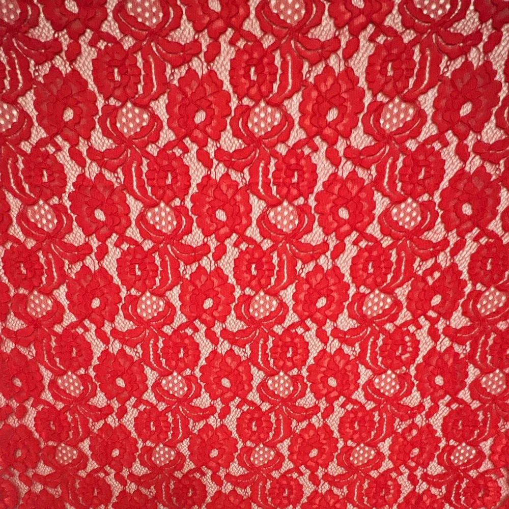 Red Floral Lace Fabric Scalloped Selvage 82