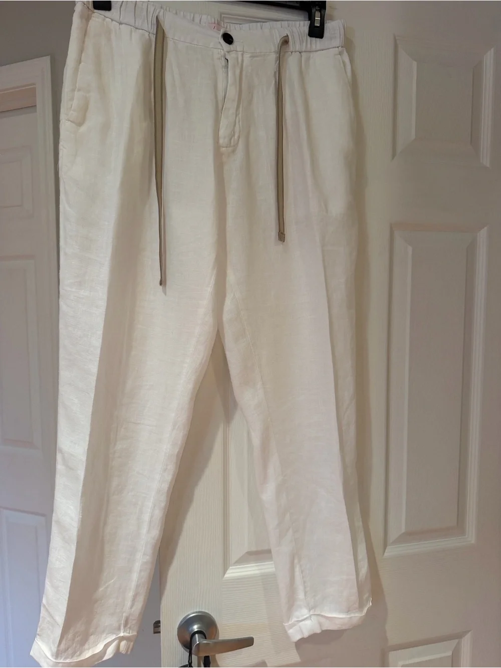 Men's Casual Linen Drawstring Pants - White Sz XL Purchased in Italy