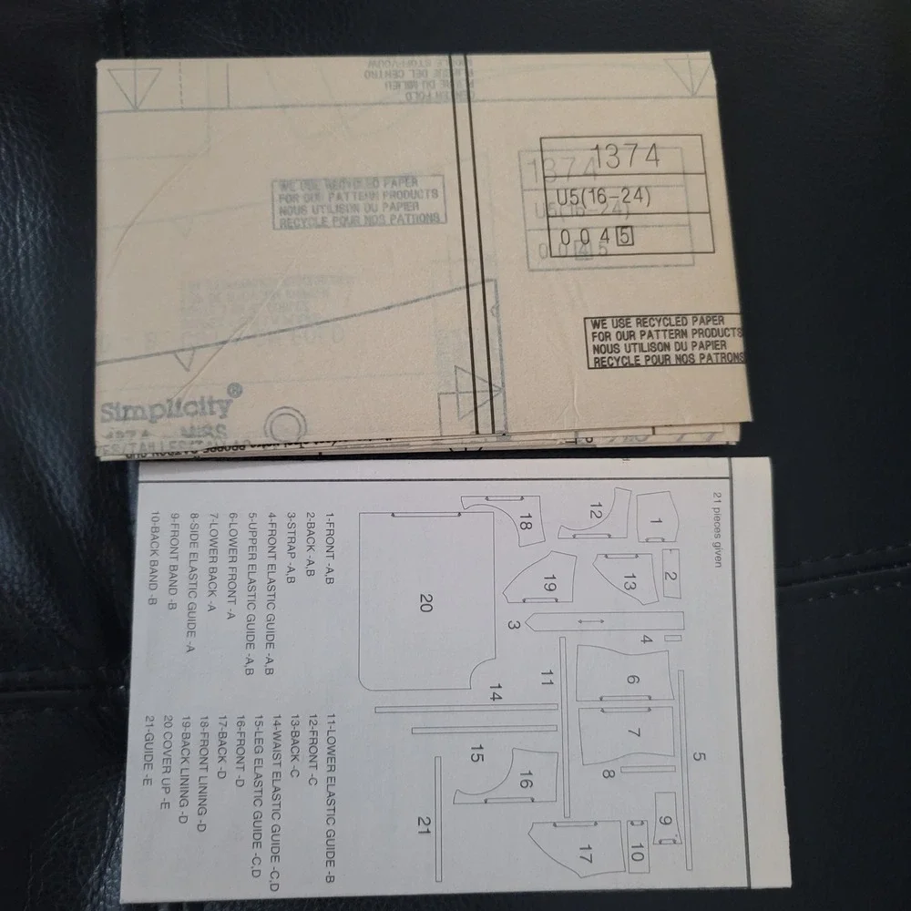 Simplicity 1374 sewing