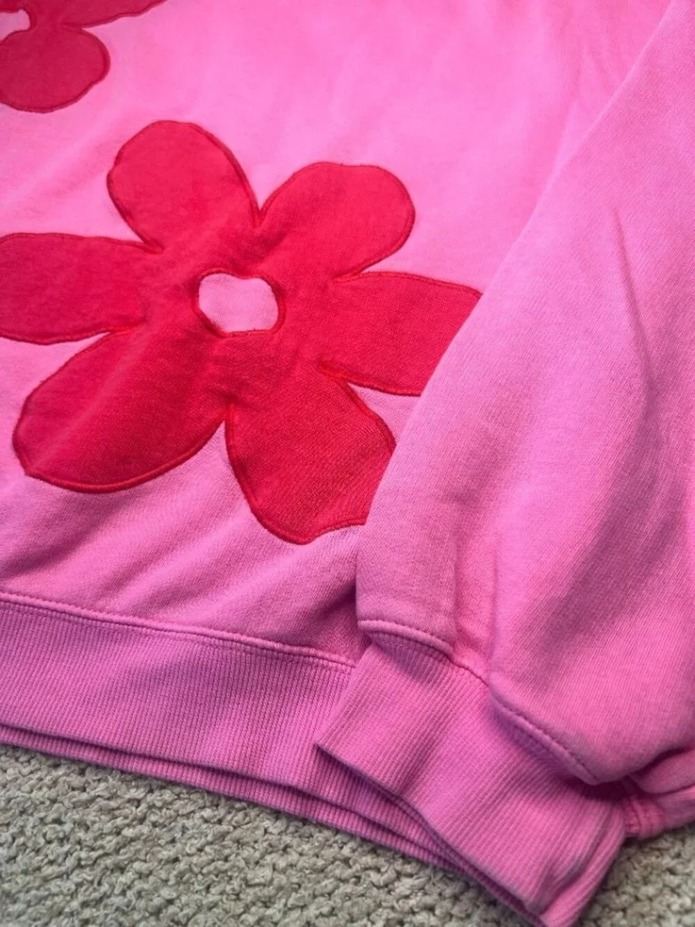 Girls Oversized Pink Flower Sweatshirt