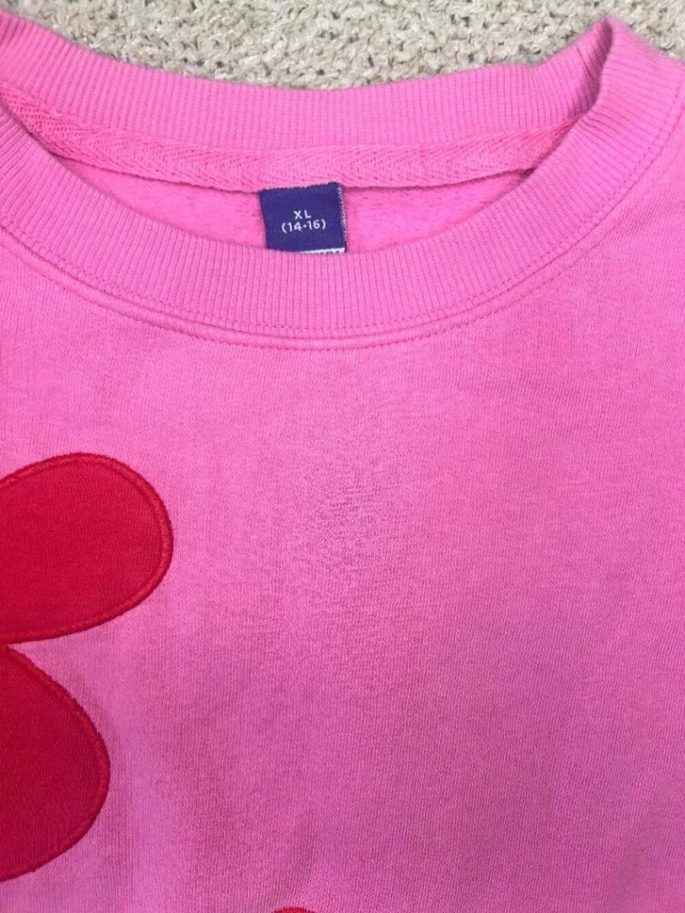 Girls Oversized Pink Flower Sweatshirt