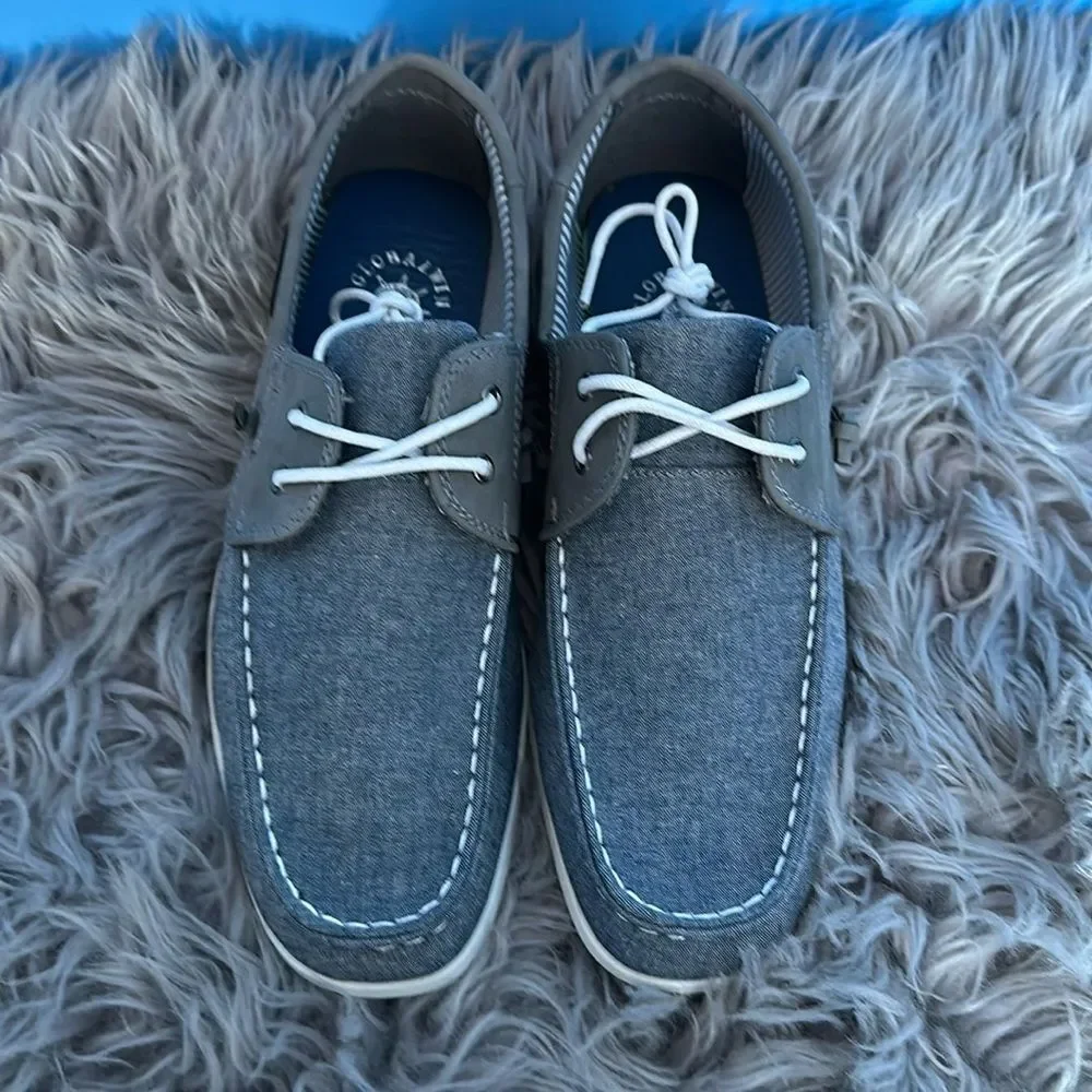 Globalwin Canvas Deck Shoes Blue Gray Size 7.5 Casual Boat Sneakers Men's