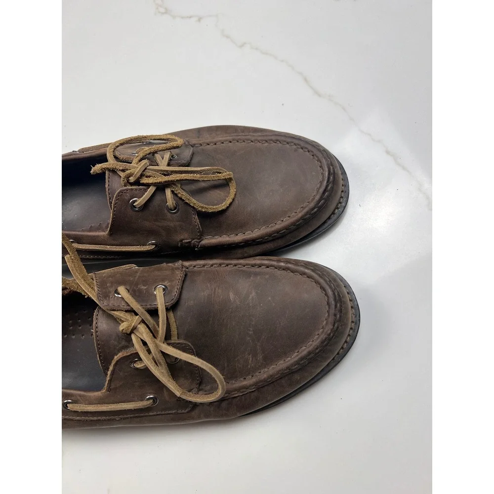 Thursday Boot Co Boat Shoes Mens Brown Leather Lug Sole Moccasin 12 571 42214