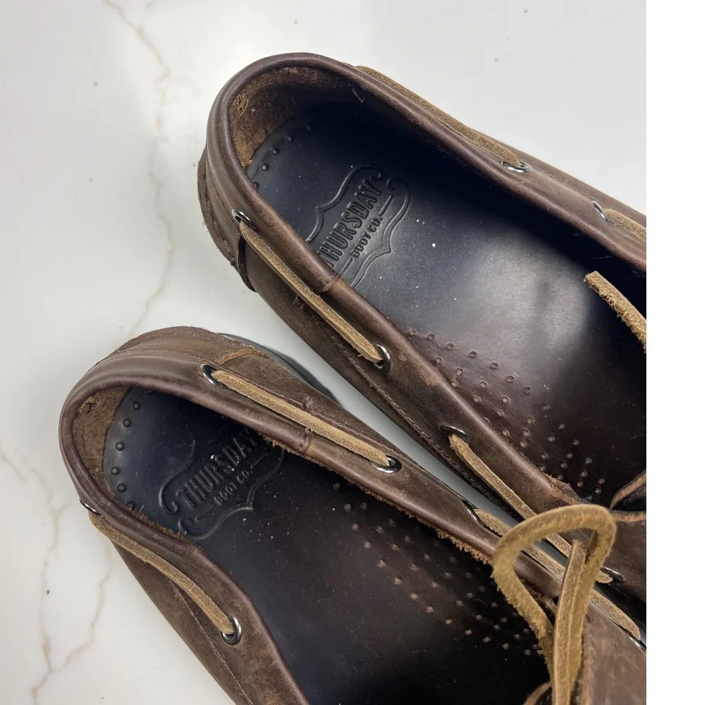 Thursday Boot Co Boat Shoes Mens Brown Leather Lug Sole Moccasin 12 571 42214