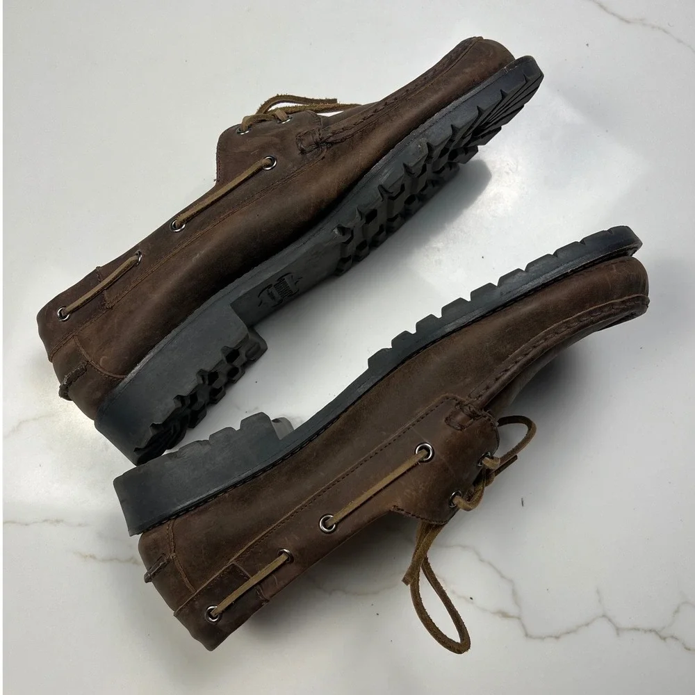 Thursday Boot Co Boat Shoes Mens Brown Leather Lug Sole Moccasin 12 571 42214