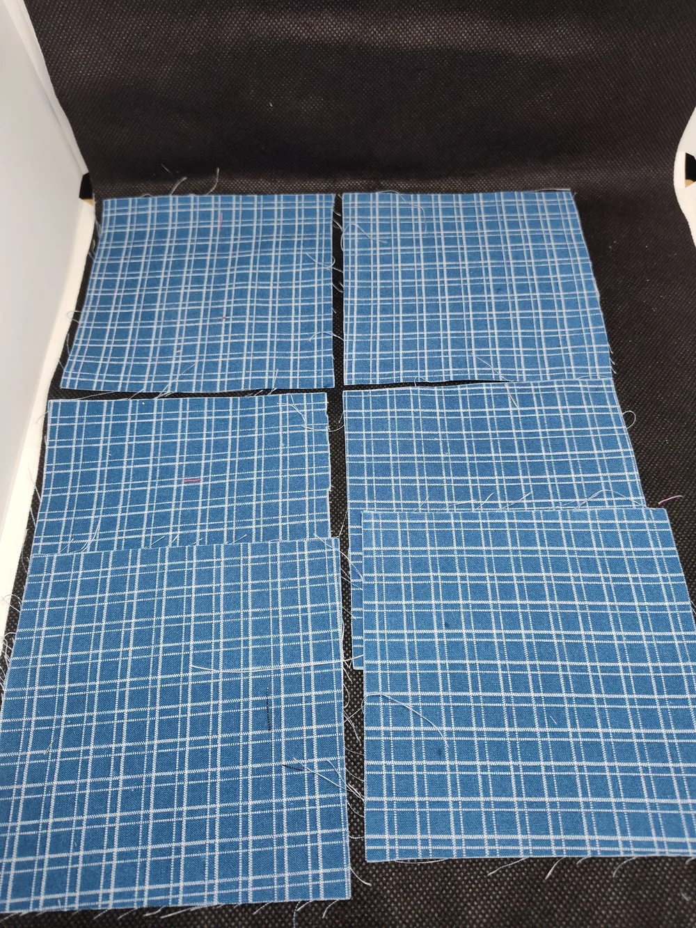 6 4.50 INCH Cotton Fabric SQUARES Blue Plaid