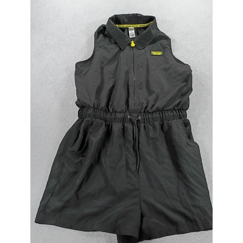 Justice Girls Pac-Man Zip Romper Black XL Plus 16P/18P Neon Accents