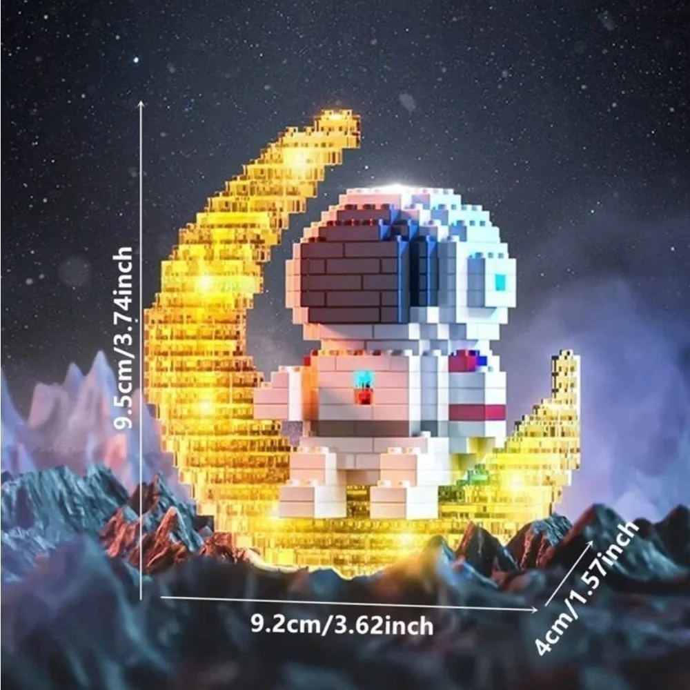 Astronaut Figurine Built-In Light Bricks 3D Assembly Toy Model Gift Lego