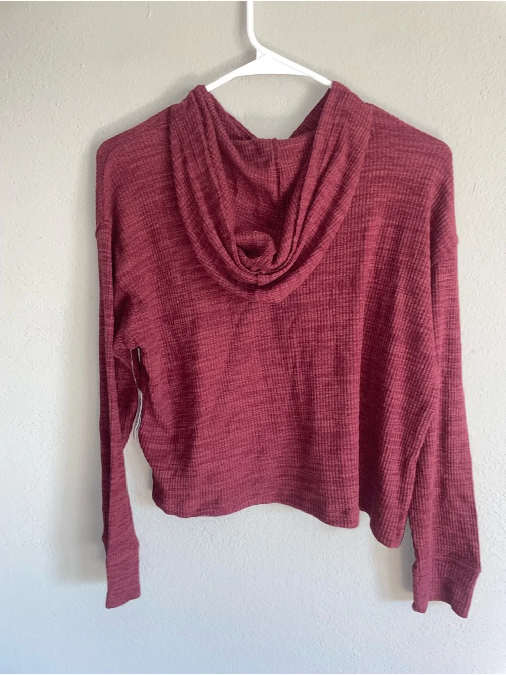 Old Navy Rose Wine Waffle-Knit Hooded Pullover sz 14-16 teen girls