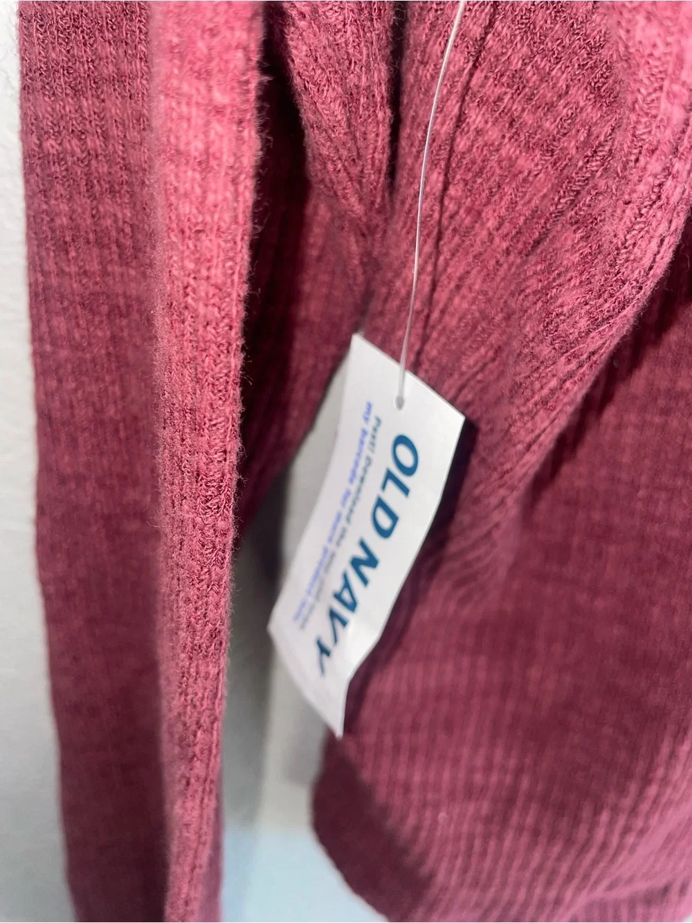 Old Navy Rose Wine Waffle-Knit Hooded Pullover sz 14-16 teen girls