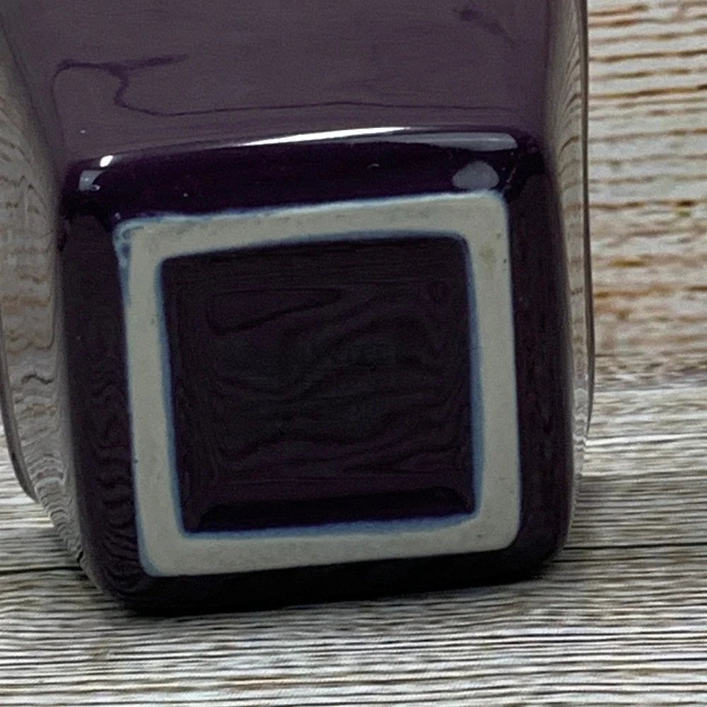 Longaberger Square Ceramic Bowl Dark‎ Purple Wood Grain Design Oven Safe Dish