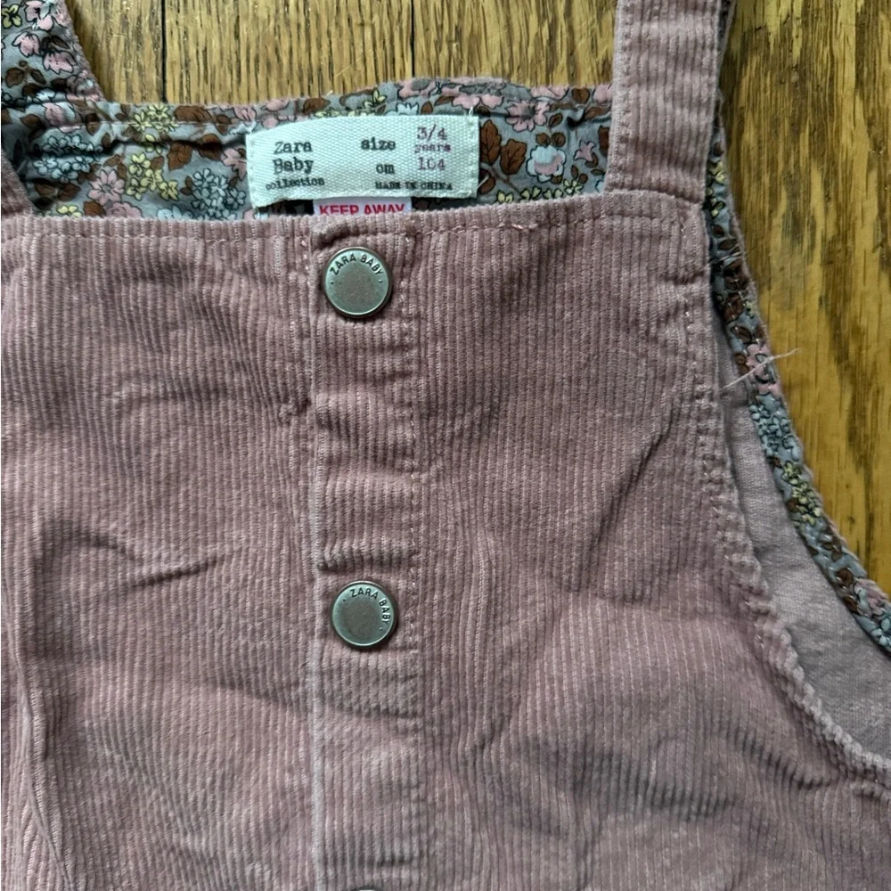 Zara Pink Corduroy Jumper Dress - Size 3 / 4